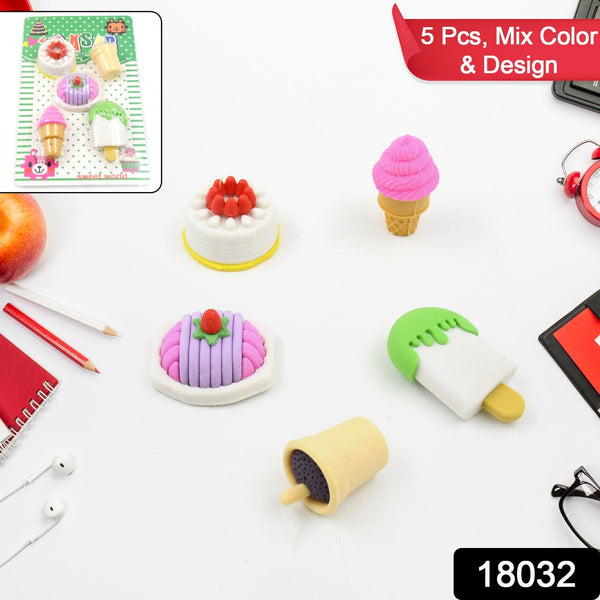 18032 3D Mix Design Fancy & Stylish Colorful Erasers, Mini Eraser Creative Cute Novelty Eraser for Children Different Designs Eraser Set for Return Gift, Birthday Party, School Prize (1 Set)