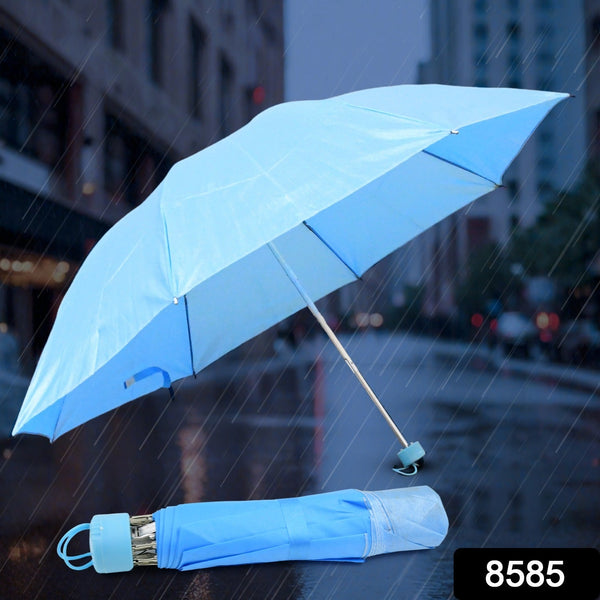 3-Fold Sun & Rain Protective Solid Foldable Umbrella, (1 pc)