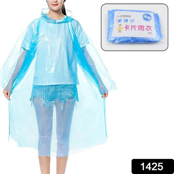 1425 Plastic pocket sized Raincoat, Reusable Free Size Raincoat